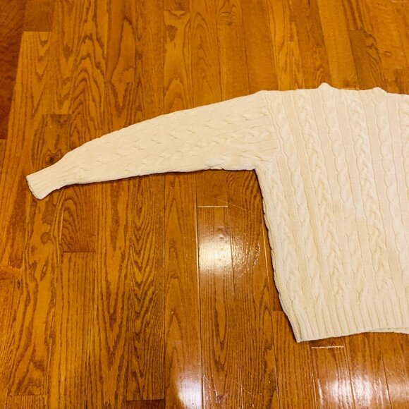 Vintage Polo Ralph Lauren Linen Blend Chunky Cable Knit Sweater Size Large Ivory - Picture 14 of 15
